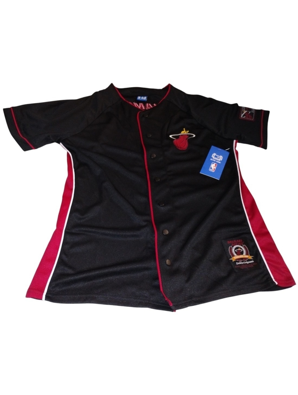 Ultra Game NBA  Miami Heat Men's Black Button-Up Jersey New Size M